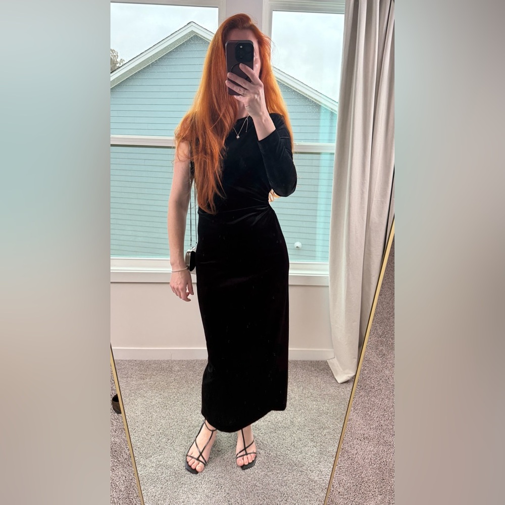 ZARA Velvet Dress ZW Collection Black Size M Ref. 4786/311 Elegant Evening MIDI - Picture 4 of 5